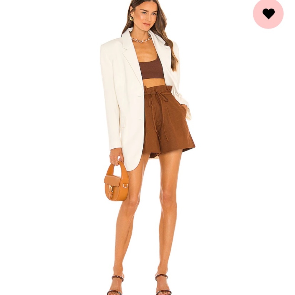 L'Academie High-Waist Paperbag Shorts in Brown - Picture 8 of 9